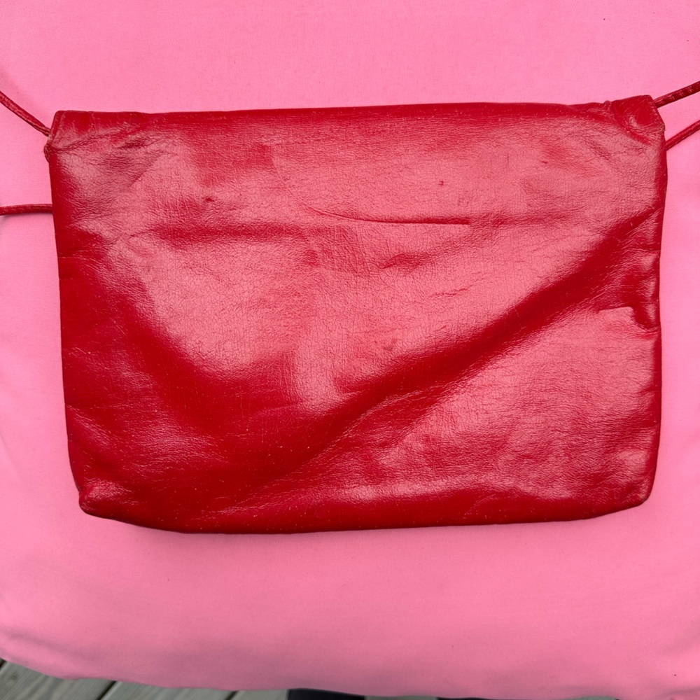 Red Leather Flap Envelope Bag by Shirl Miller Vintage‎ - Picture 7 of 7